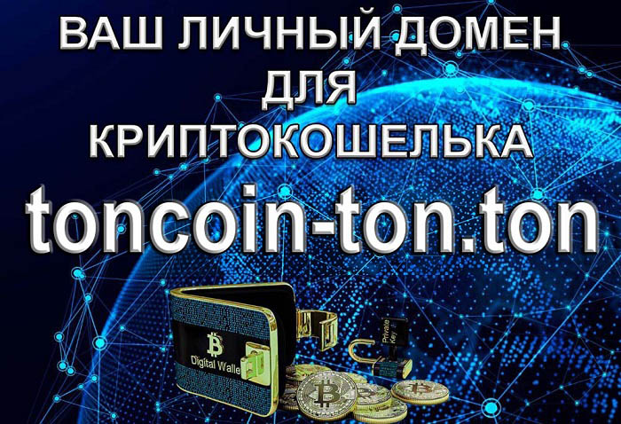 Доменный адрес "toncoin-ton.ton" - для создания собственного сайта web 3.0 и криптокошелька